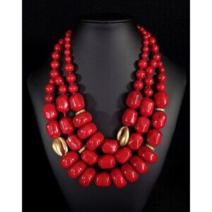 India Hicks Flame Tree Necklace OS Womens Red Gold Statement